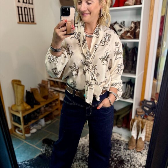 Jameson Western Print Bow Blouse ✙ON SALE NOW✙ - Picture 8 of 9